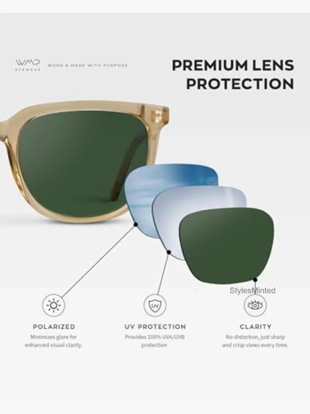 Polarized Retro Square Sunglasses UV Protection Acetate Frame Unisex